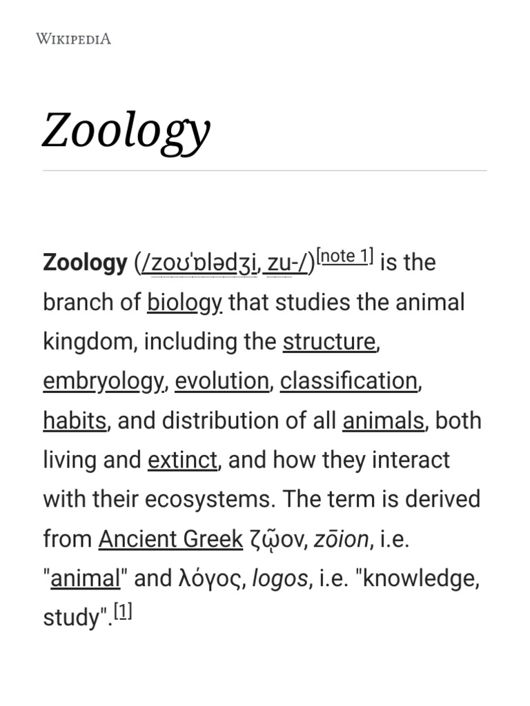 Zoology - Wikipedia | PDF | Zoology | Biology