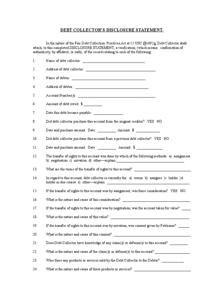 Docshare - Tips Debt Collector Verificatin Disclosure Statement | PDF ...