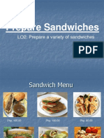 LO2: Prepare A Variety of Sandwiches