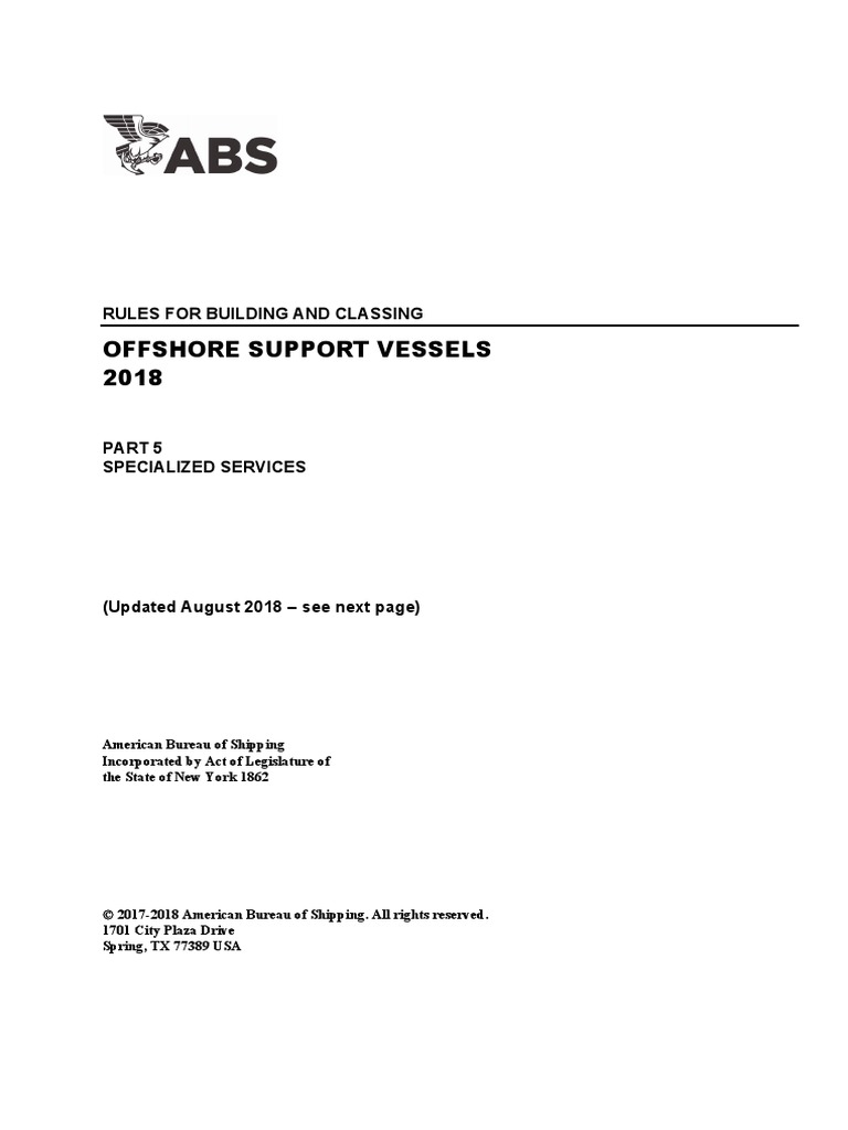 ABS Osv Part 5 Aug 18 PDF PDF Subsea (Technology) Nature