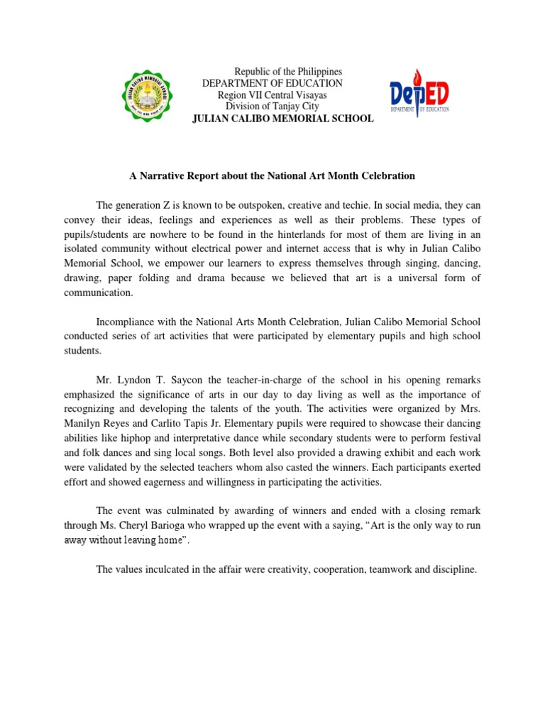 National Art Month Narrative Report PDF