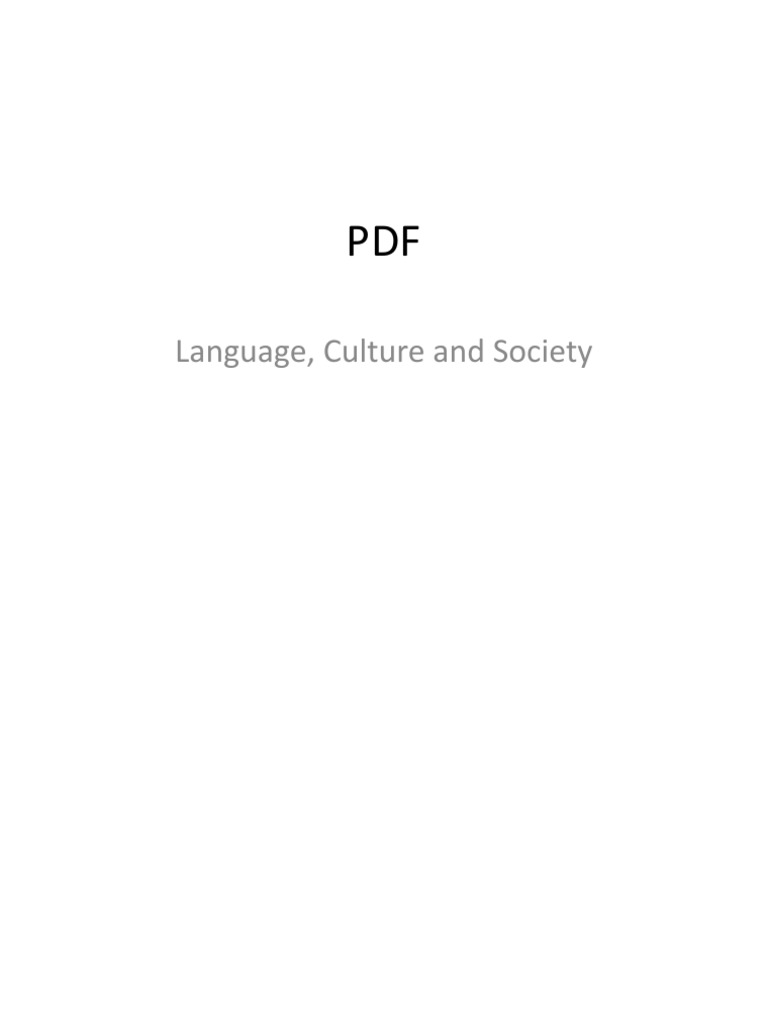 Language and Culture in Society | PDF