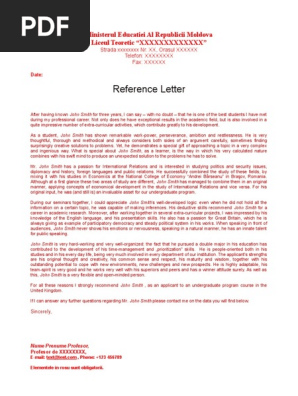 Reference Letter Sample