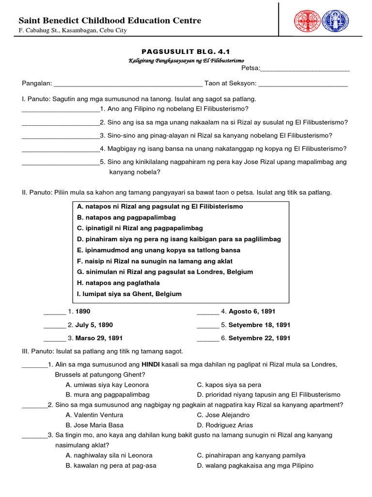 Pagsusulit 4.1 | PDF