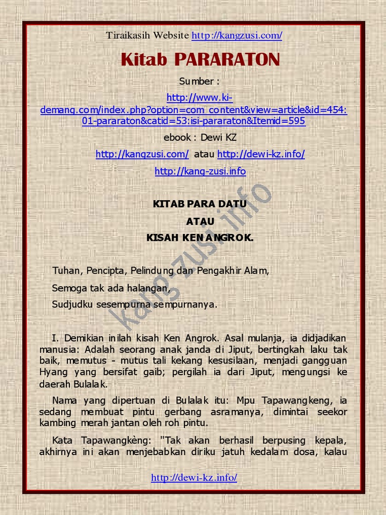 Sejarah dan Isi Kitab Pararaton | PDF