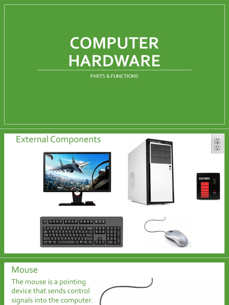 Computer Hardware Parts & Functions PDF Computer Hardware Computer Data Storage