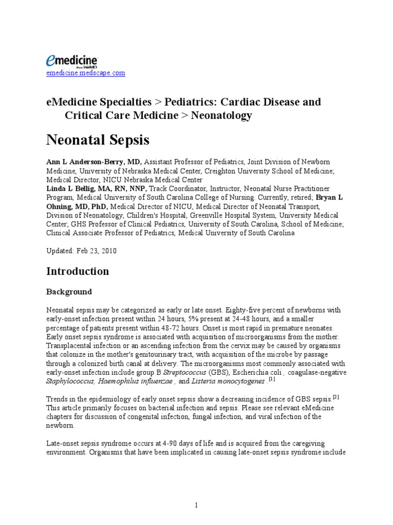Neonatal Sepsis | PDF | Preterm Birth | Sepsis