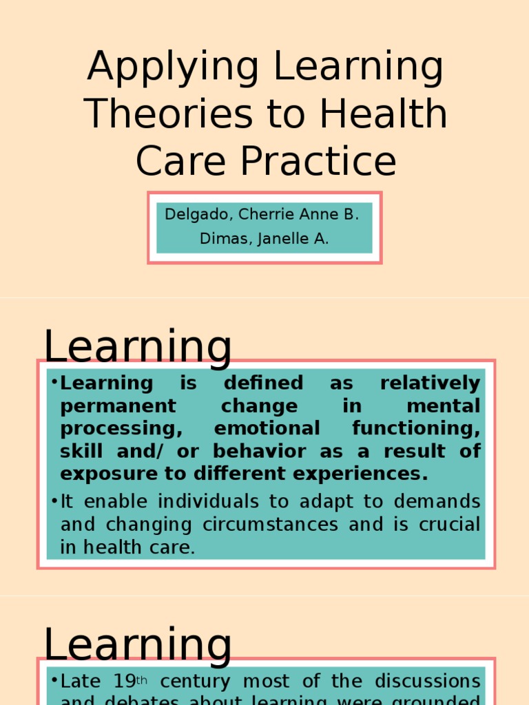 Learning Theories in Health Education | PDF | Classical Conditioning | Id