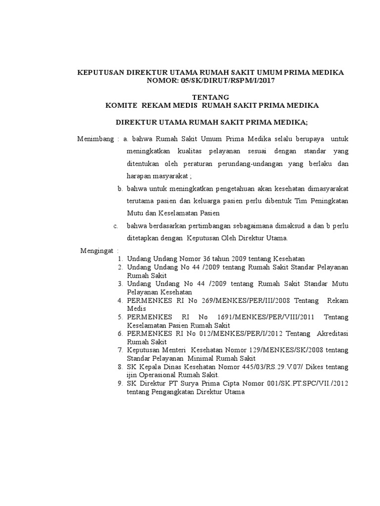 THE ESTABLISHMENT OF THE MEDICAL RECORDS COMMITTEE PDF