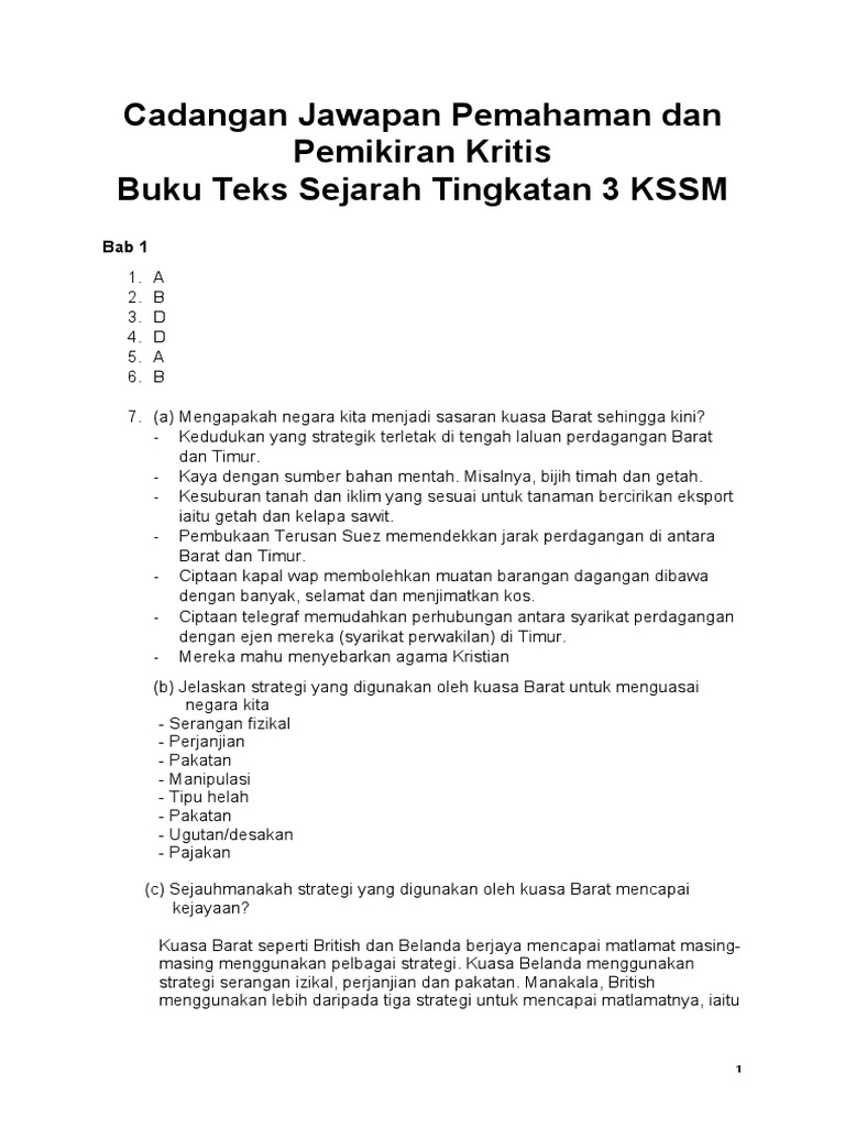 Skema Jawapan Buku Teks Bahasa Melayu Tingkatan 4 Kssm