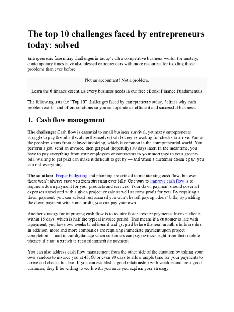 The Top 10 Challenges Faced by Entrepreneurs Today | PDF | Invoice ...