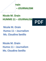 Nicole M. Orain Humms 11 - Journalism Nicole M. Orain Humms 11 - Journalism