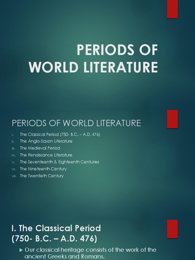 Periods of World Literature PDF Poetry Iliad