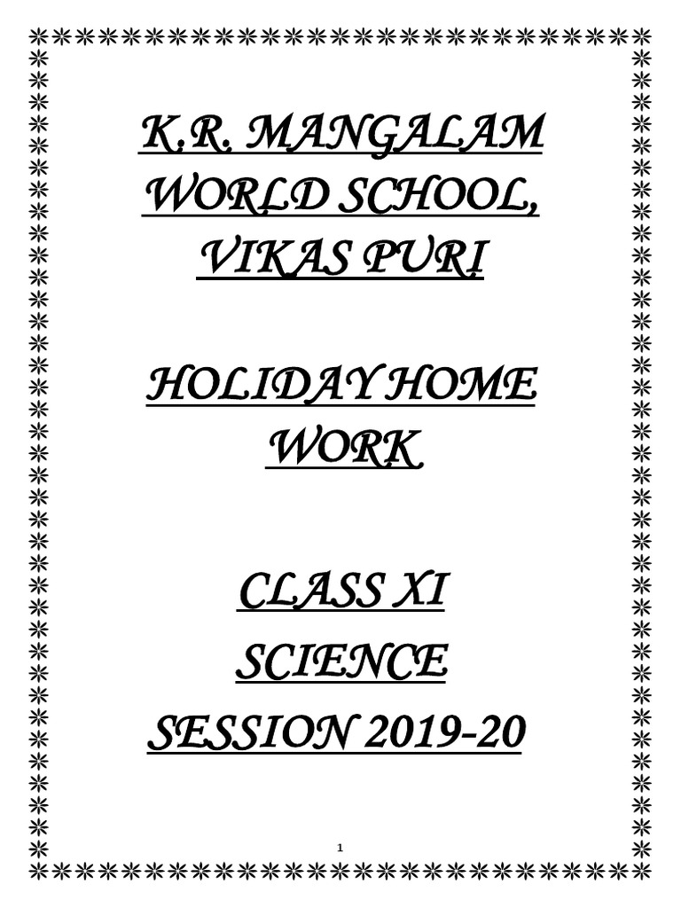 Kr mangalam school holiday homework image