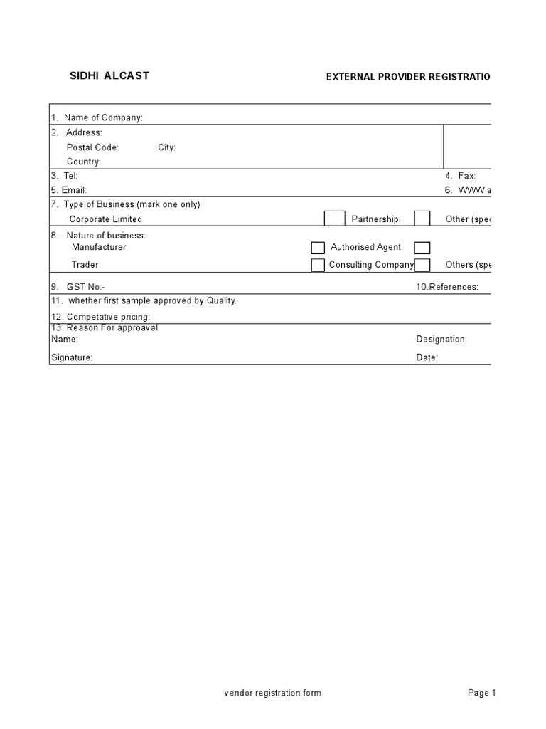 External Provider Registration Form | PDF