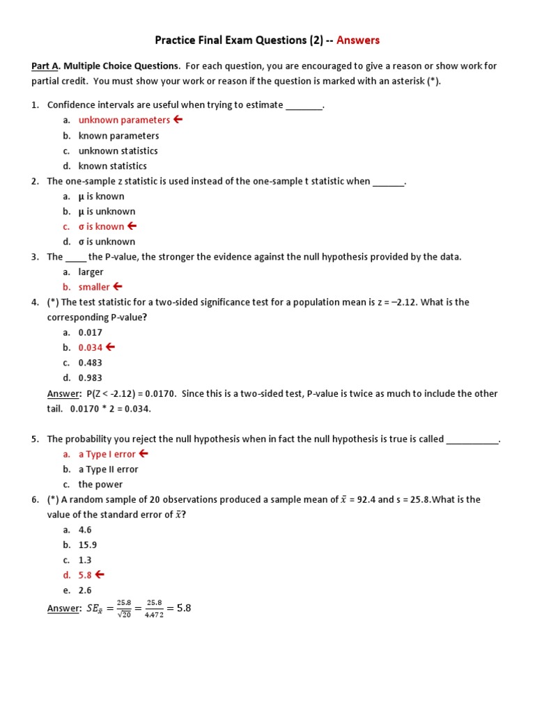 Statistics Exam Prep Guide | PDF | P Value | Statistical Hypothesis Testing