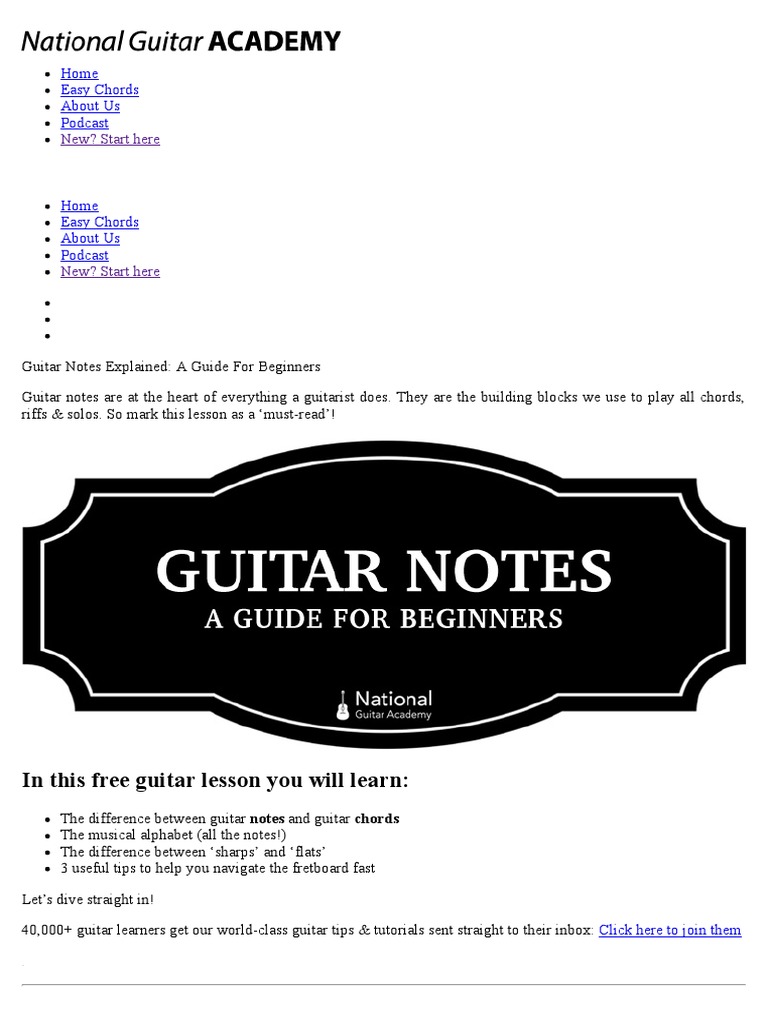 Beginner's Guide to Guitar Notes | PDF | Guitars | String Instruments