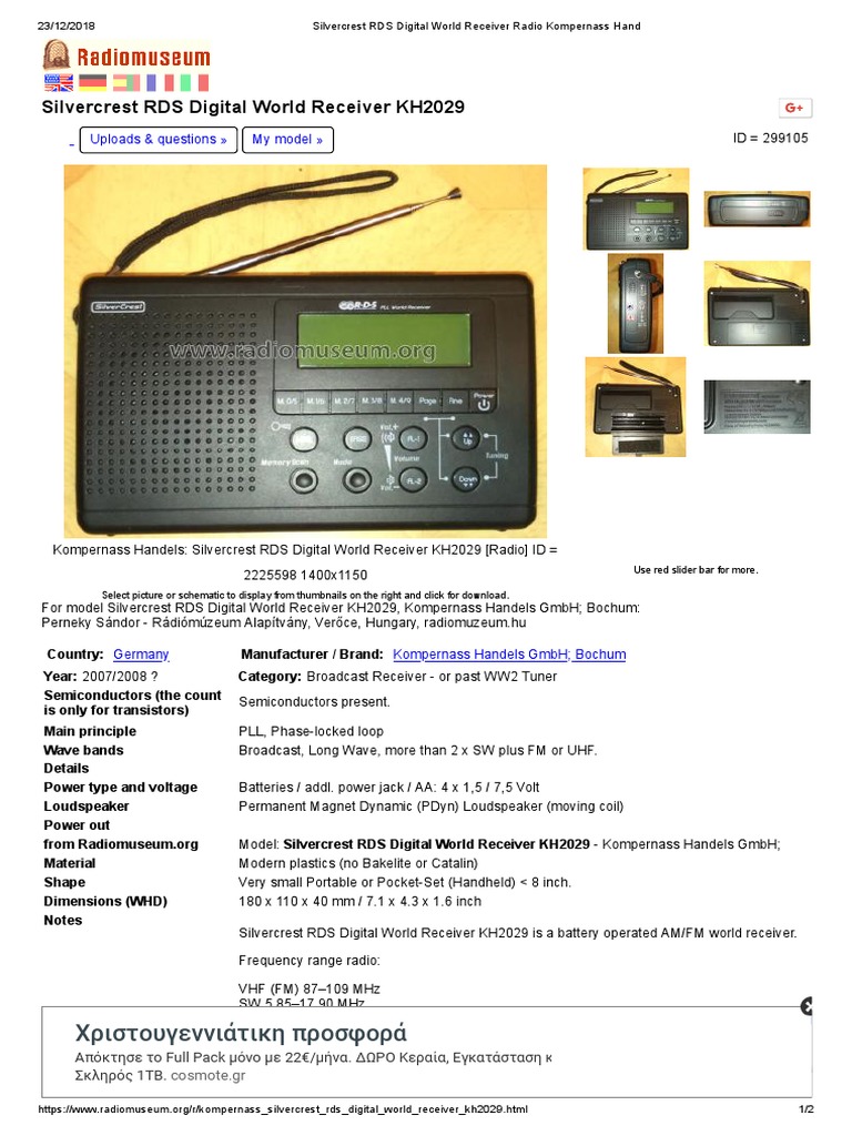 Silvercrest RDS Digital World Receiver Radio Kompernass Hand PDF