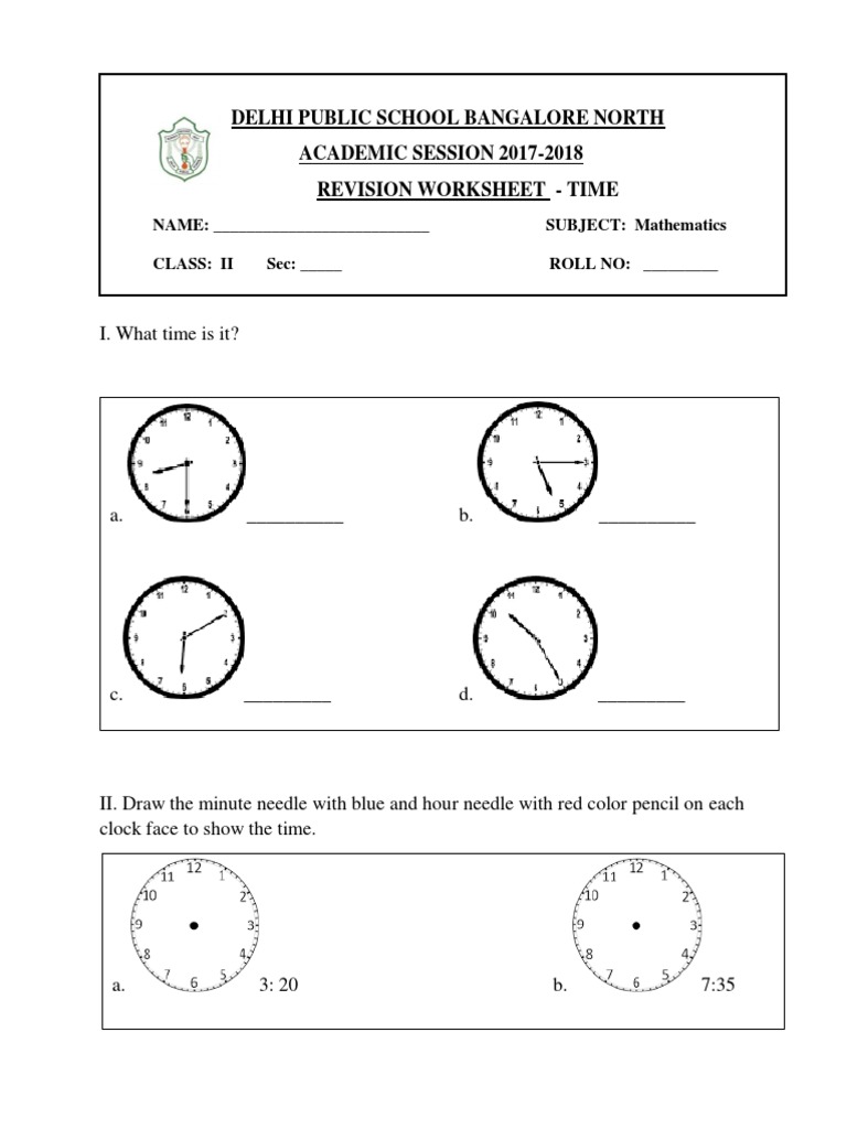 Time Revision Worksheet for Grade II | PDF | Career & Growth