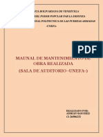 Manual de Mantenimiento de Obras Realizada (Sala de Auditorios - Unefa)