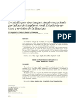 Encefalitis Por Virus Herpes Simple en Paciente Portadora de Trasplante Renal. Estudio de Un Caso y Revisión de La Literatura