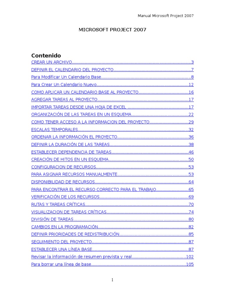 Manual Microsoft Project 2007 Spanish PDF | PDF | Calendario ...