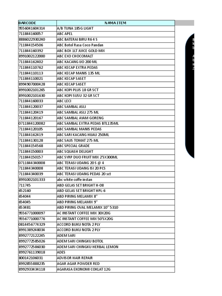 Data Barcode Produk 25ribu Item, PDF, Sunscreen