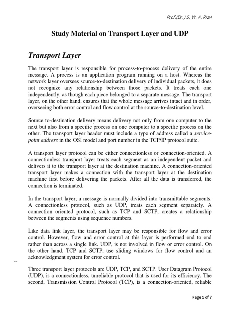 Understanding UDP in Transport Layer | PDF | Port (Computer Networking ...