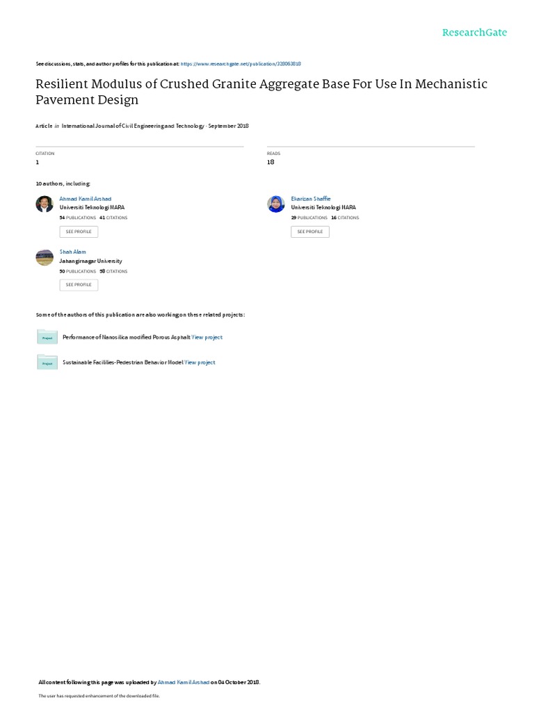Resilient Modulus of Crushed Granite Aggregate Base For Use in ...