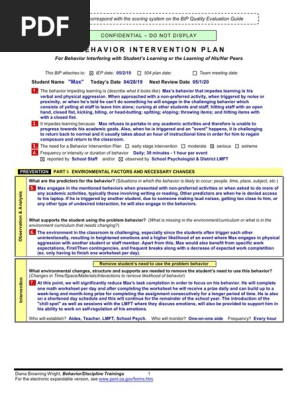 behavior intervention plan