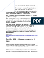 Cuáles Son Los Impactos Del Aumento Del Dólar en Colombia