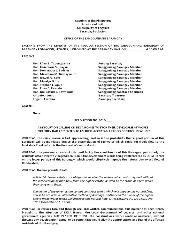 Deca Homes Flood Control Resolution | PDF | Flood | Government