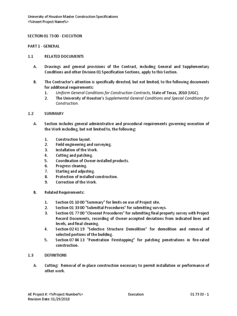 Uniform General Conditions For Construction Contracts, State of Texas ...