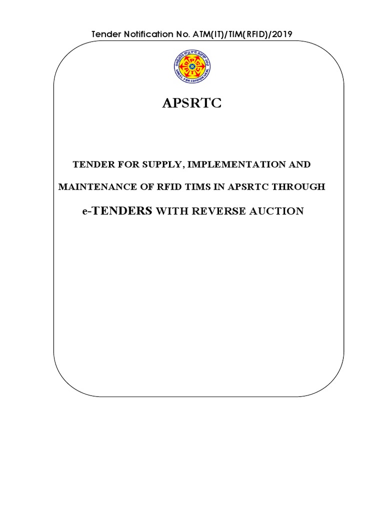APSRTC RFID Ticket Machine Tender | PDF | Request For Proposal | Business