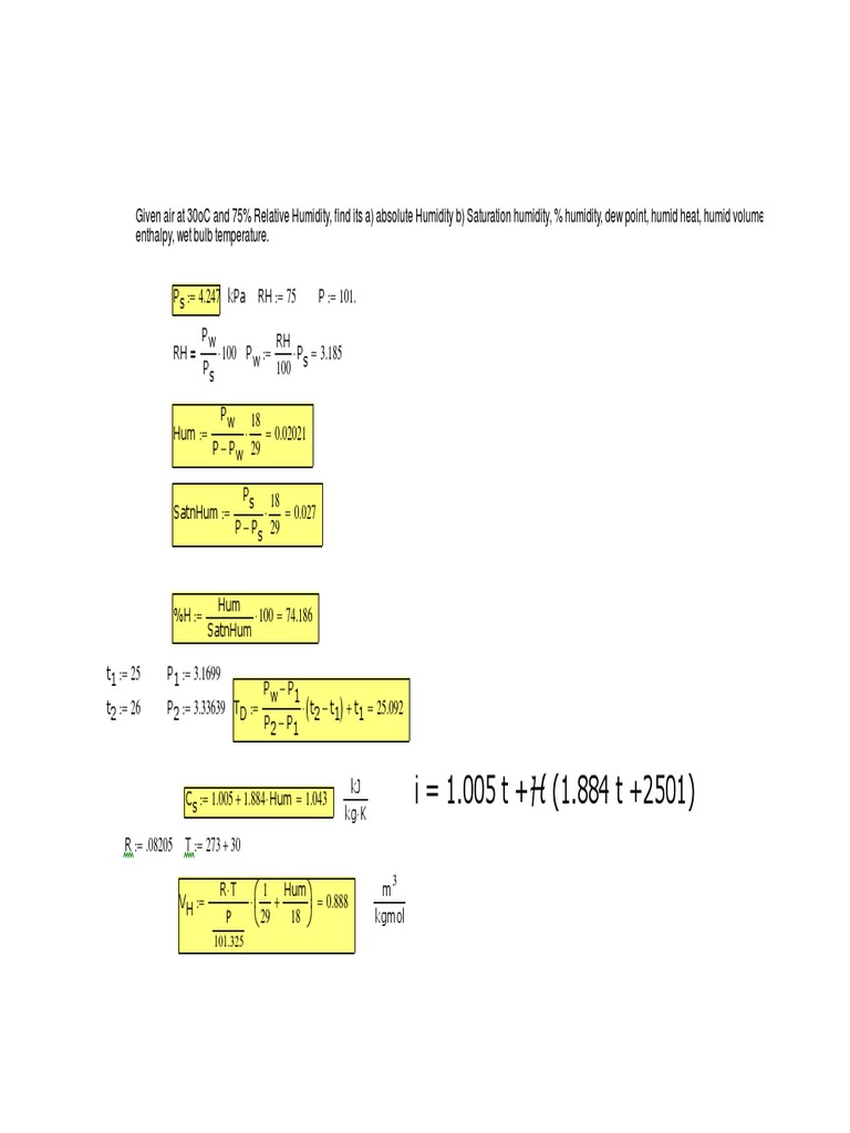 Humidity Calculations for Air Conditions | PDF | Relative Humidity ...