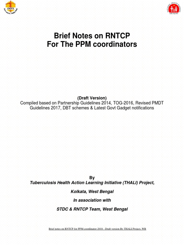 RNTCP Guidelines for PPM Coordinators | PDF | Tuberculosis | Cytopathology