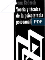 Teoría y Técnica de La Psicoterapia Psicoanalítica