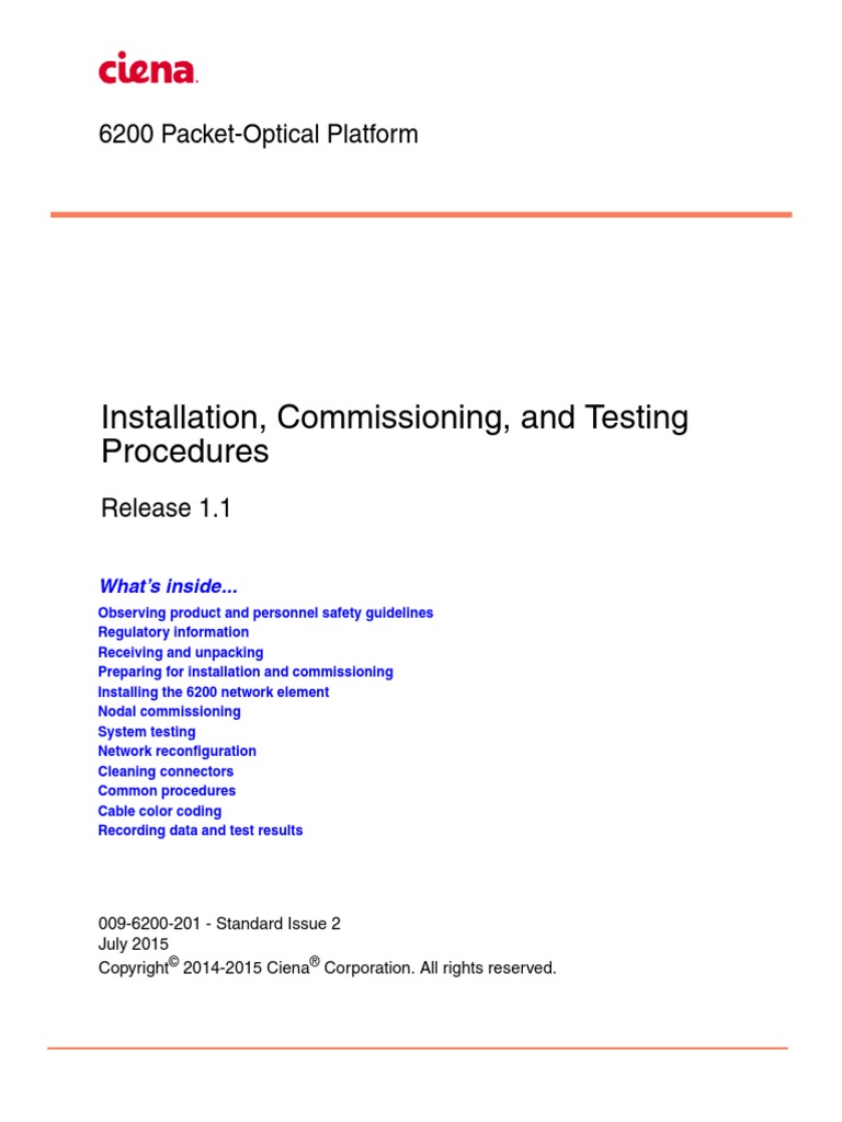 009-6200-201 (6200 R1.1 Install Commission) Issue2 | PDF | Wavelength ...
