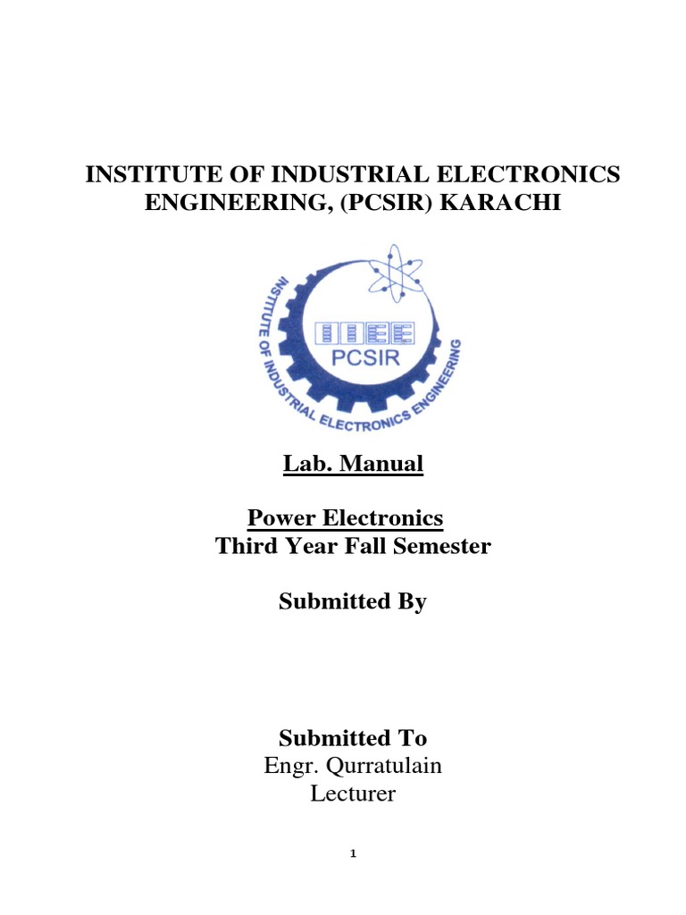 Lab Manual Power Electronics PDF Rectifier Power Electronics