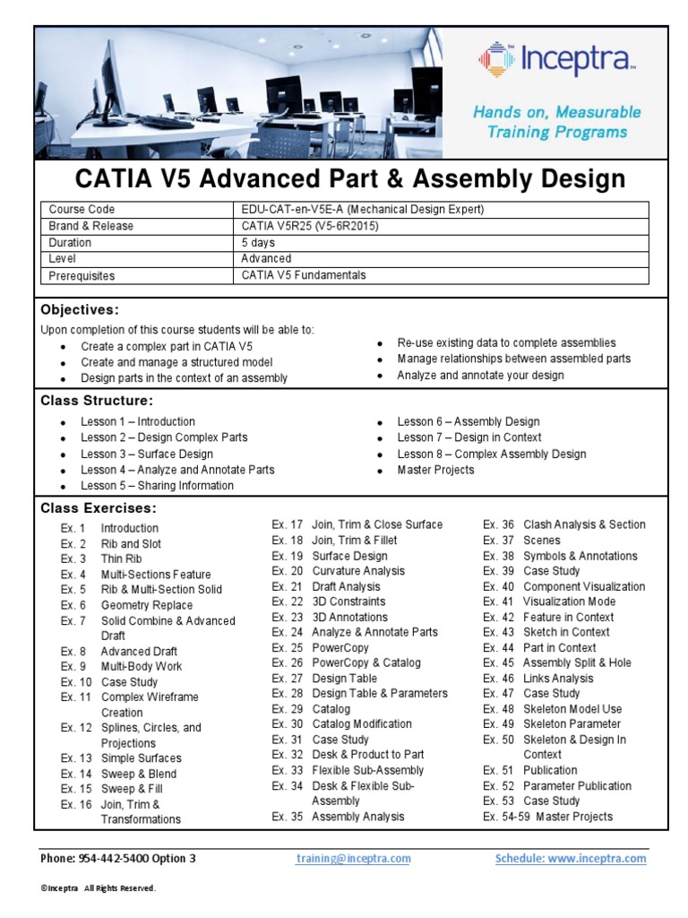 Inceptra Course Outline CATIA V5 Advanced Part Assembly Design PDF ...