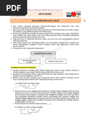 Sintaksis Analisis Binaan Ayat Pdf