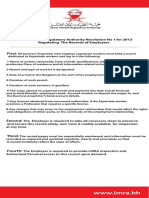 Labour Market Regulatory Authority Resolution No 1 For 2013 Regulating The Records of Employers