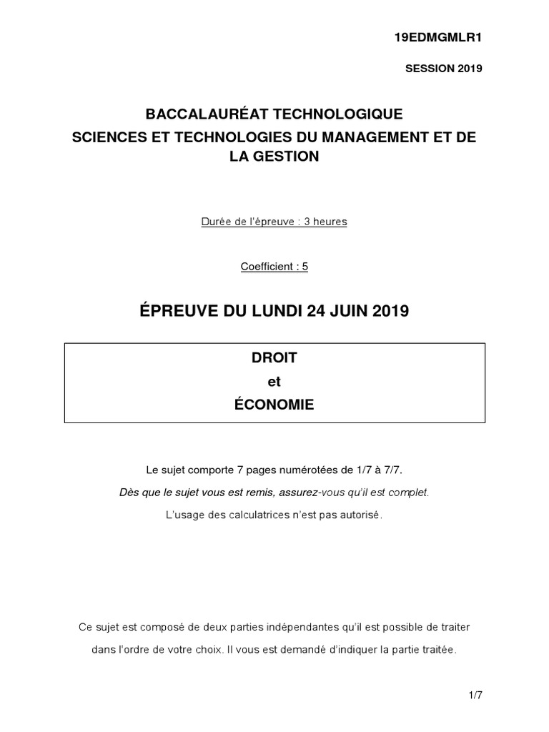 Sujet Eco Droit Stmg 2021 + Corrige STMG Éco Droit | PDF | Actionnaire | Marchés financiers