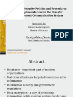 Database Security Policies and Procedures and Implementation For The Disaster Management Communication System