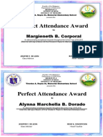 Perfect Attendance Award: Margieneth B. Corporal