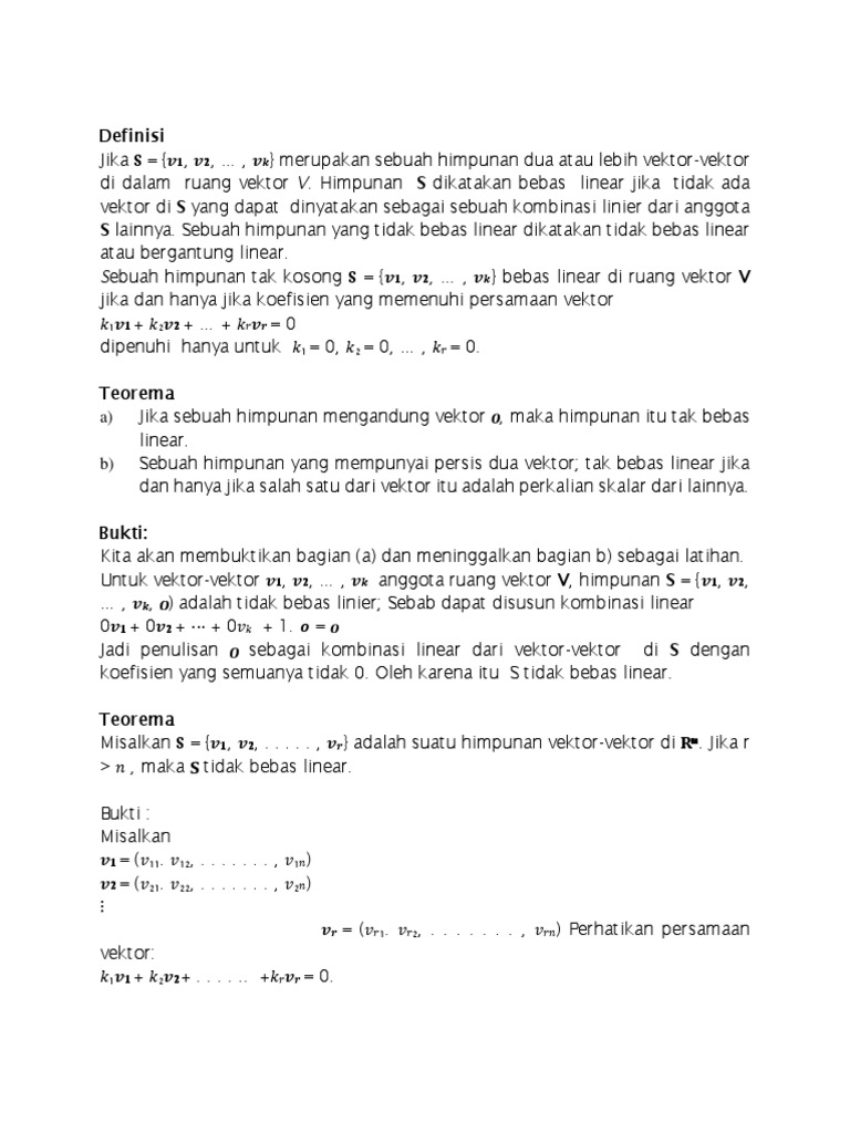 Contoh Soal Kombinasi Linear Pada 2 Vektor - Kunci Ujian