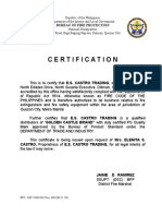 Certification: Bureau of Fire Protection