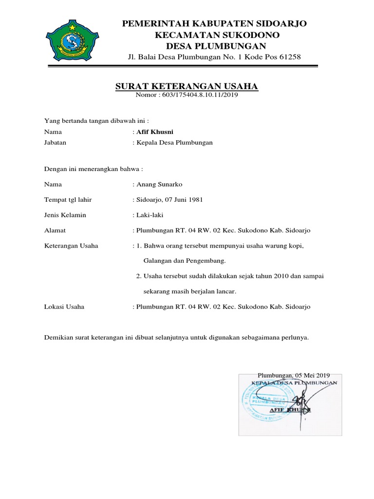 Surat Keterangan Usaha Online » Daily Blog Networks