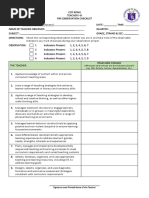 COT RPMS TI III Pre Observation Checklist