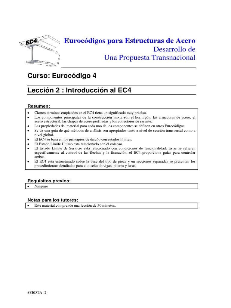 LECTURE02 Eurocódigos para Estructuras de Acero Introducción Al EC4